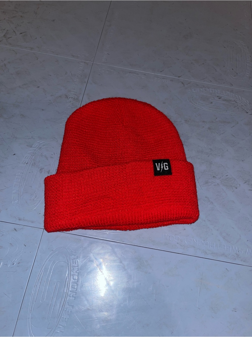 V/G Red Knit Fold-Over Beanie - Men's Hat